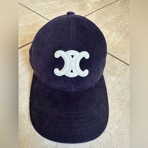 Celine Corduroy Baseball Cap in Navy M